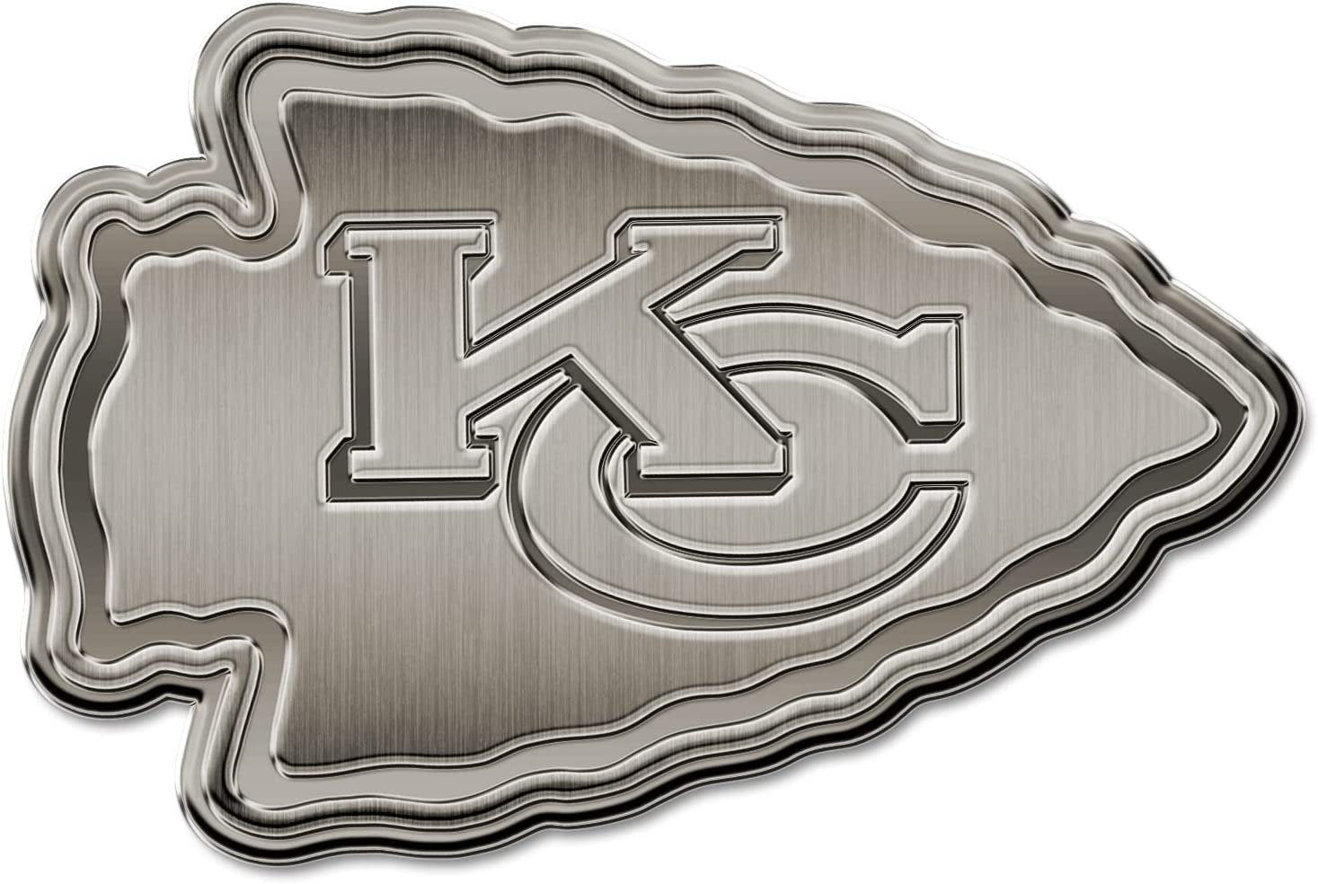 Kansas City Chiefs Solid Metal Auto Emblem Antique Nickel Design