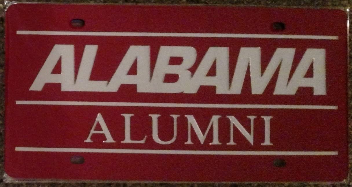 University of Alabama Crimson Tide Premium Laser Cut Tag License Plate, Alumni Design, Mirrored Acrylic Inlaid, 6x12 Inch