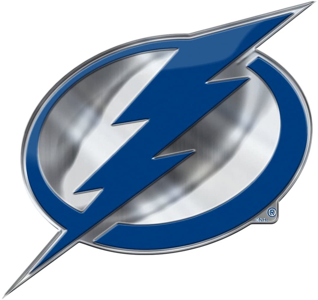 Tampa Bay Lightning Auto Emblem, Aluminum Metal, Embossed Team Color, Raised Decal Sticker, Full Adhesive Backing