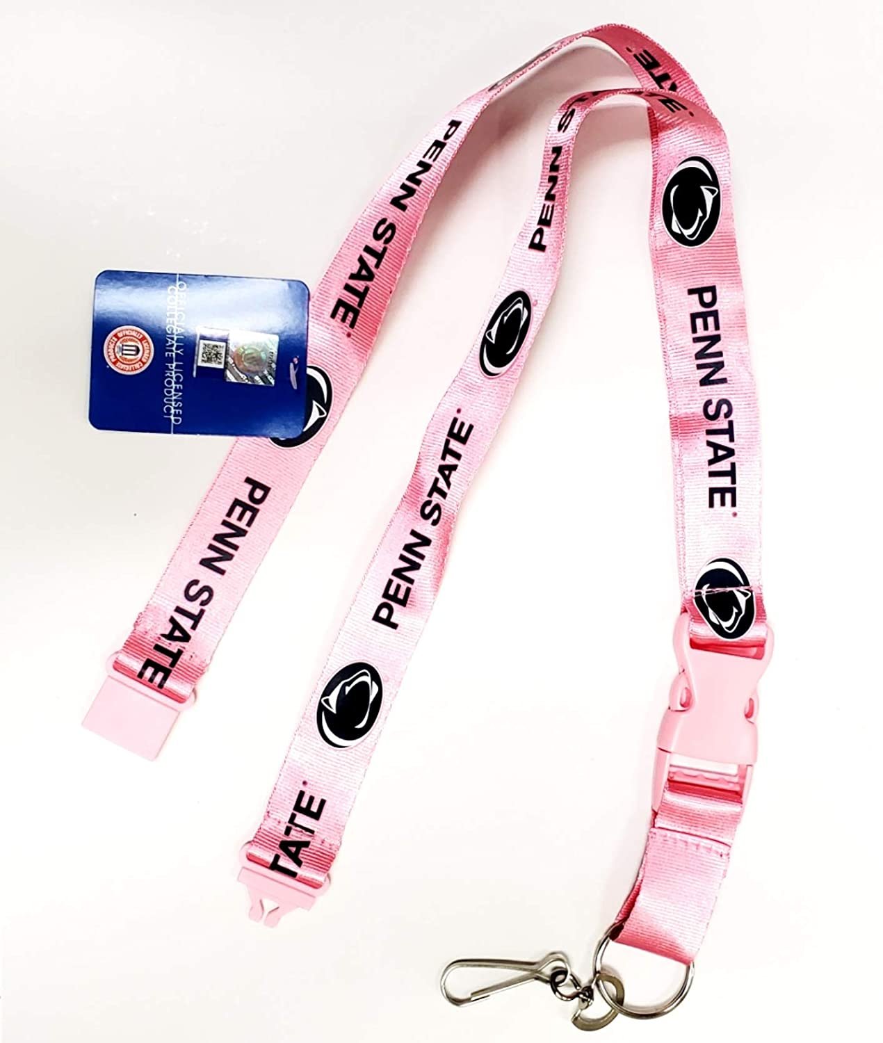 Penn State University Nittany Lions Pink Lanyard Keychain Double Sided Breakaway Safety Design Adult 18 Inch