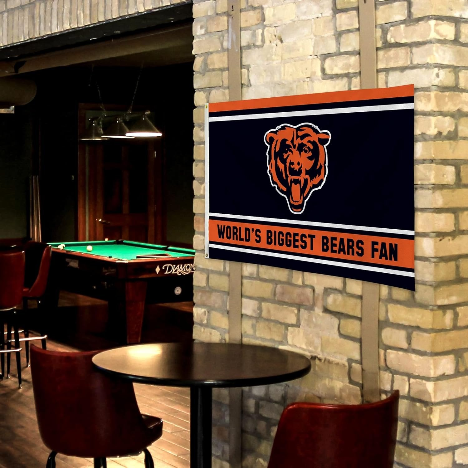 Chicago Bears 3x5 Feet Flag Banner, World's Biggest Fan, Metal Grommets, Single Sided, Indoor or Outdoor Use