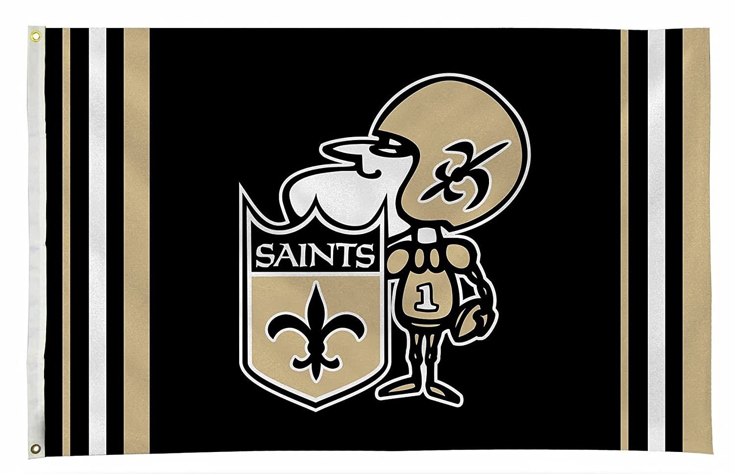 New Orleans Saints Premium 3x5 Feet Flag Banner, Retro Logo, Metal Grommets, Outdoor Indoor, Single Sided