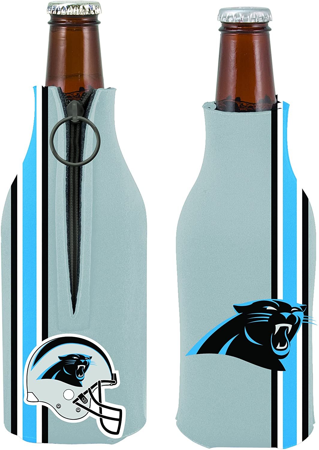 Carolina Panthers 2-Pack Zipper Bottle Retro Throwback Beverage Insulator Neoprene Holder Cooler Football