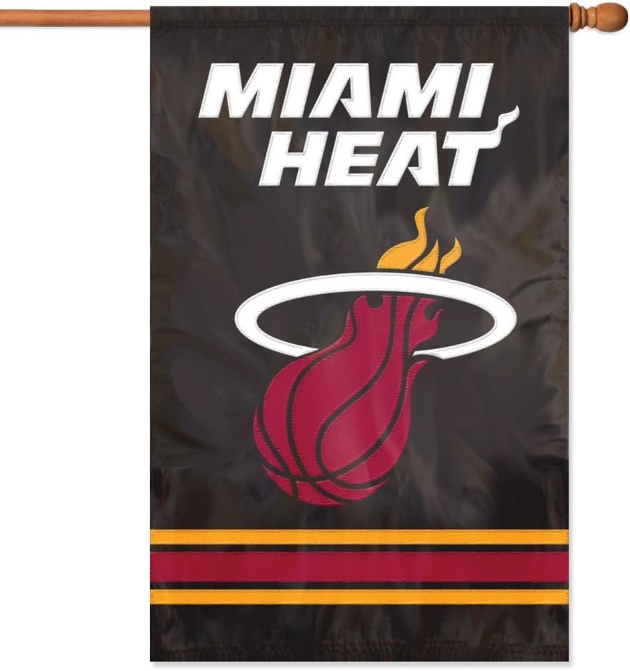 Miami Heat House Banner Flag Applique Embroidered Double Sided 44 x 28