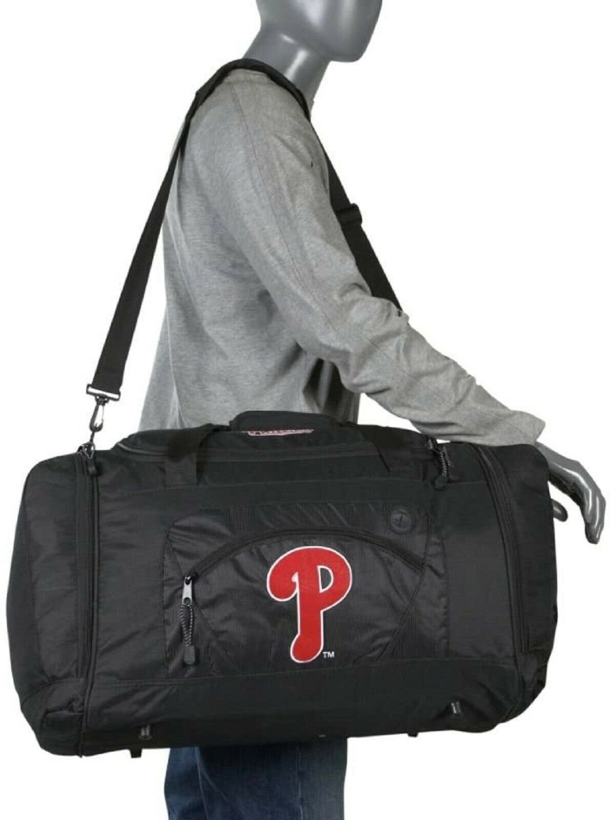 Philadelphia Phillies Premium Duffel Bag Roadblock Design 20 Inch, Embroidered Logo
