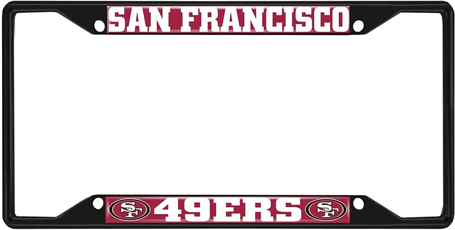 San Francisco 49ers Black Metal License Plate Frame Tag Cover, 6x12 Inch