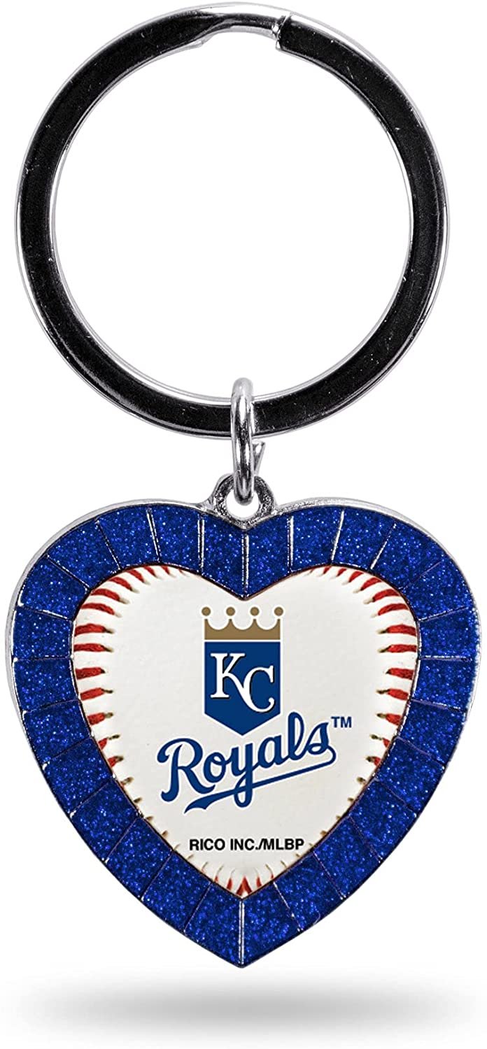 Kansas City Royals Keychain Rhinestone Heart Decal Emblem Team Color Baseball