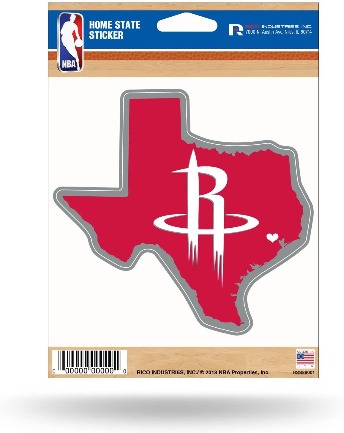 Houston Rockets 5 Inch Sticker Decal, Home State Design, Flat Vinyl, Full Adhesive Backing
