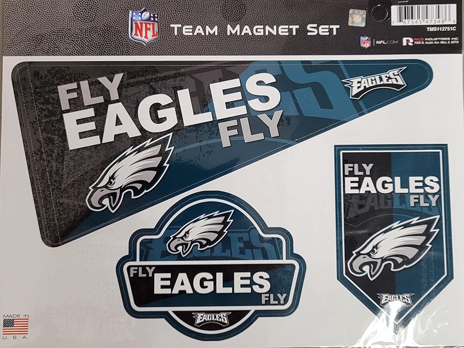 Philadelphia Eagles Fly Eagles Fly Team Multi Magnet Set, 8.5x11 Inch Sheet, Die Cut, Auto Home