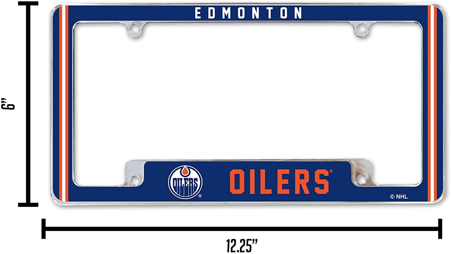 Edmonton Oilers Metal License Plate Frame Chrome Tag Cover Alternate Design 6x12 Inch