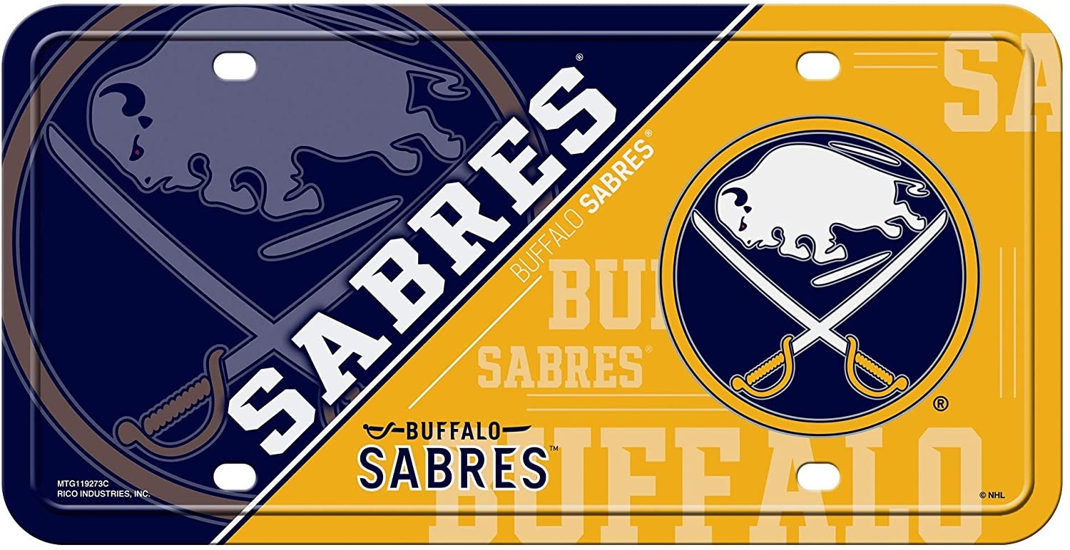 Buffalo Sabres Metal Auto Tag License Plate, Split Design, 6x12 Inch