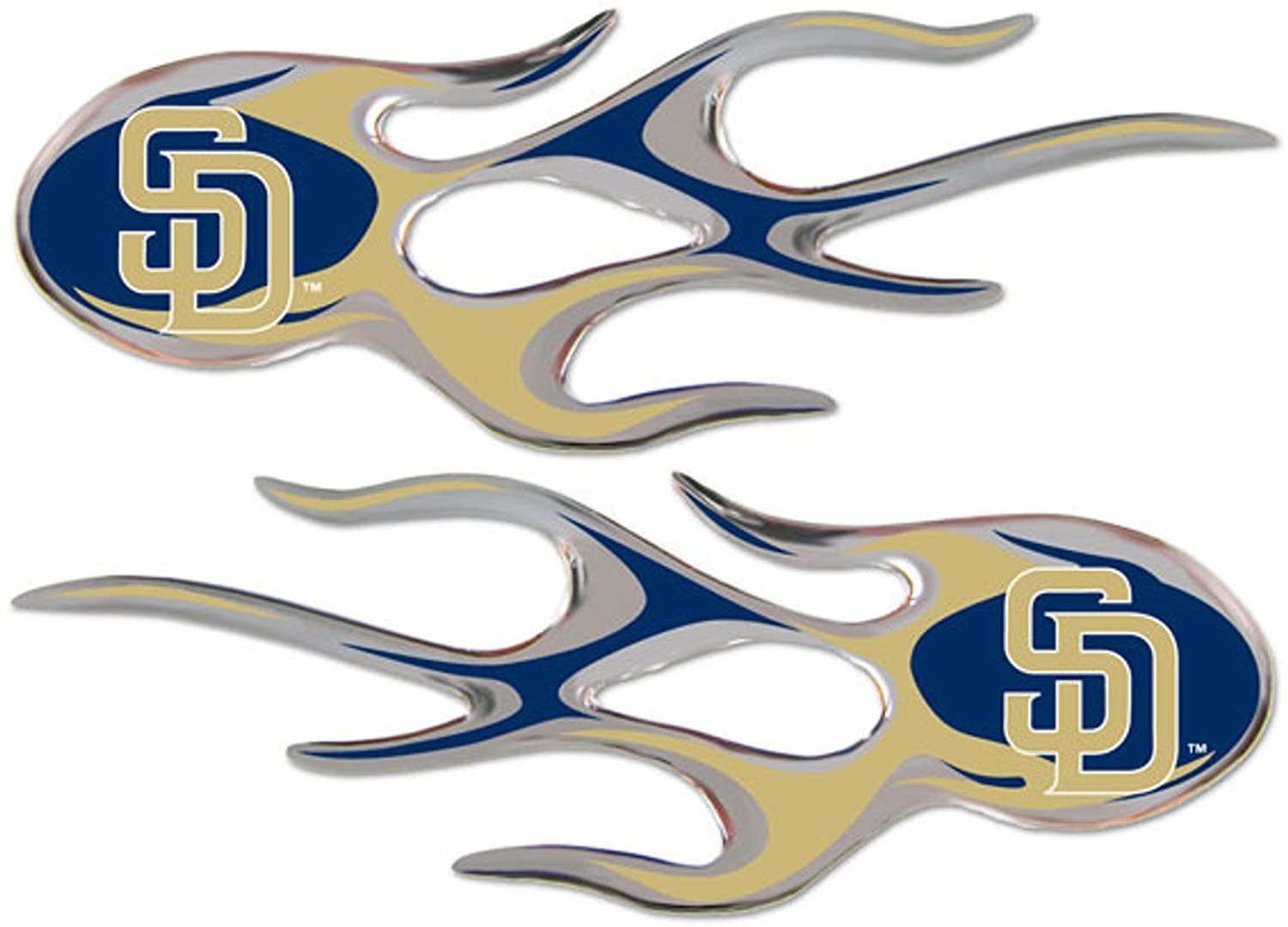 San Diego Padres 2-Pack Drip Molded Plastic Raised Flame Flames Decal Emblem Sticker Football