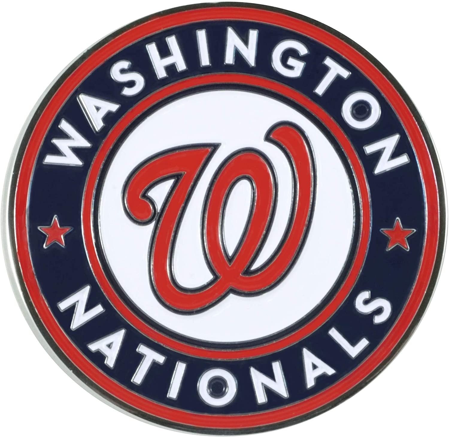 Washington Nationals Premium Solid Metal Raised Auto Emblem, Team Color, Shape Cut, Adhesive Backing