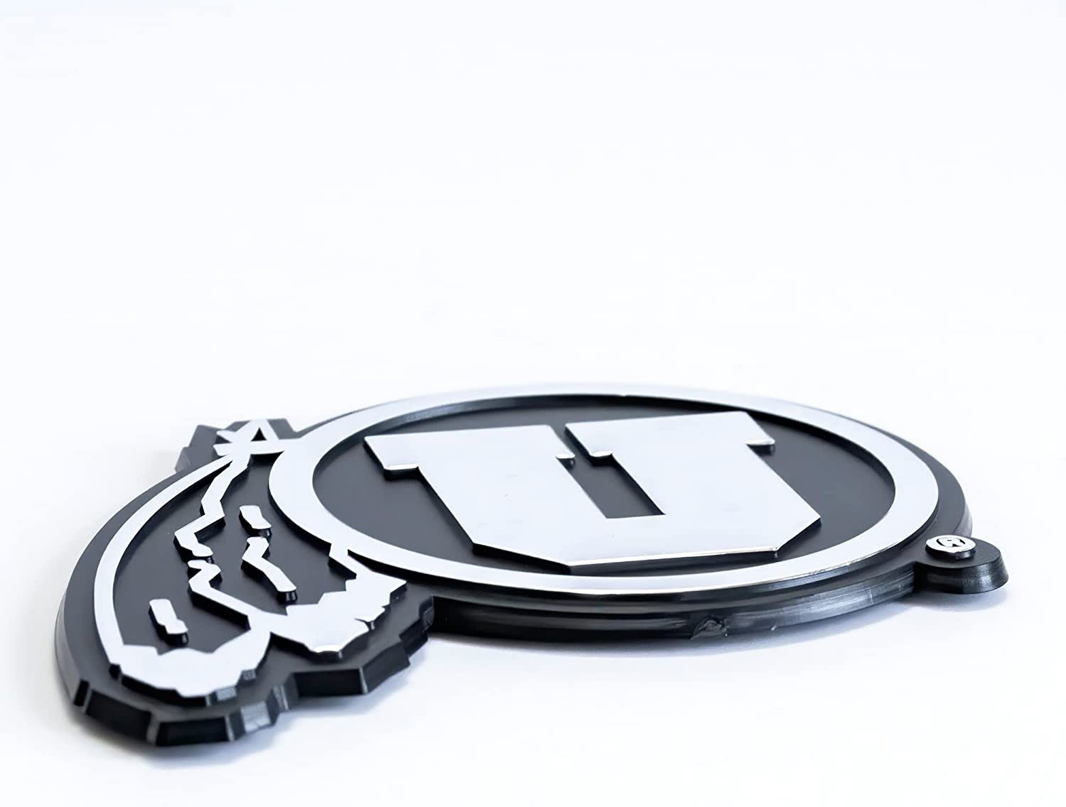 University of Texas Longhorns Auto Emblem, Silver Chrome Color, Raised Molded Plastic, Adhesive Tape Backing