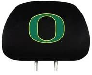 University of Oregon Ducks Pair of Premium Auto Head Rest Covers, Embroidered, Black Elastic, 14x10 Inch