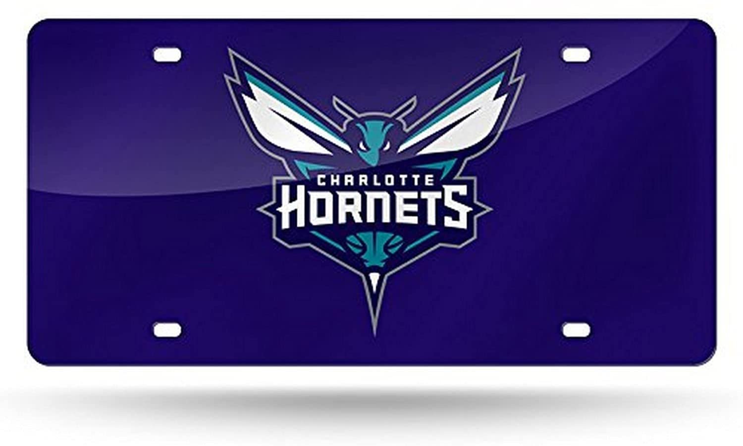 Charlotte Hornets Premium Laser Cut Tag License Plate, Mirrored Acrylic Inlaid, 6x12 Inch