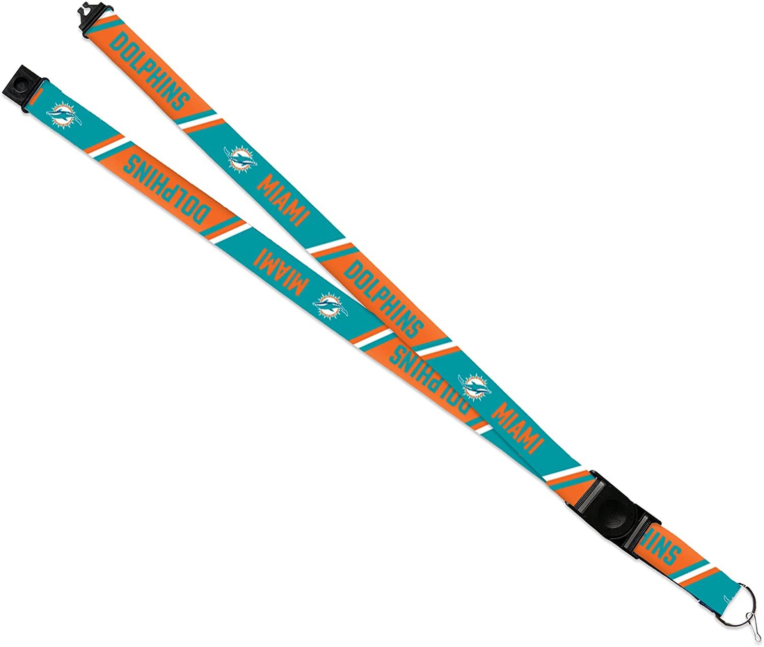 Miami Dolphins Lanyard Keychain Double Sided Breakaway Safety Design Adult 18 Inch