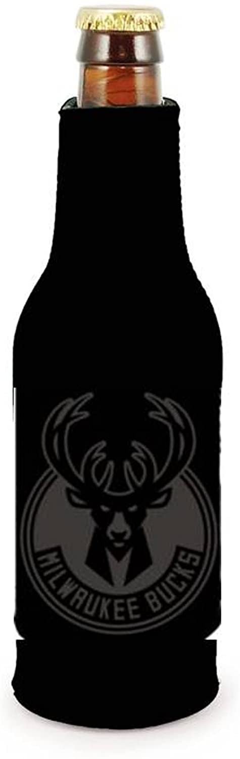 Milwaukee Bucks 2-Pack Zipper Bottle Tonal Black Beverage Insulator Neoprene Holder Cooler Basketball