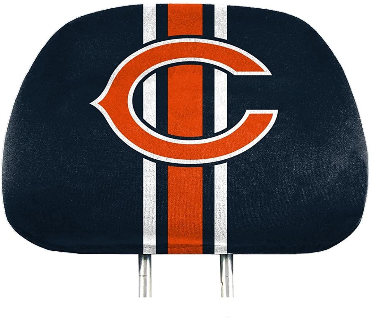 Chicago Bears Premium Pair of Auto Head Rest Covers, Full Color Printed, Elastic, 10x14 Inch
