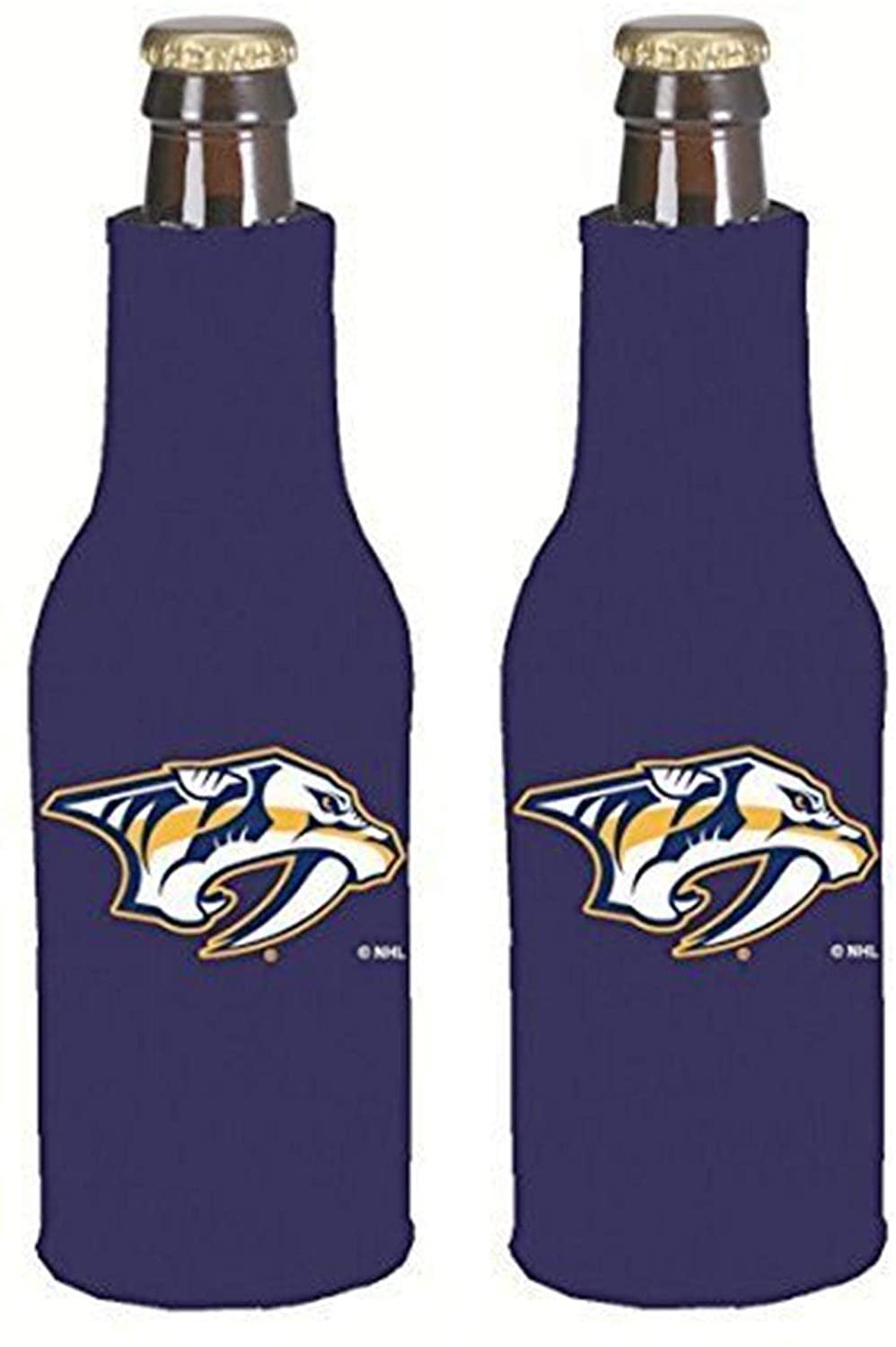 Nashville Predators Pair of 16oz Drink Zipper Bottle Cooler Insulated Neoprene Beverage Holder, Logo Design