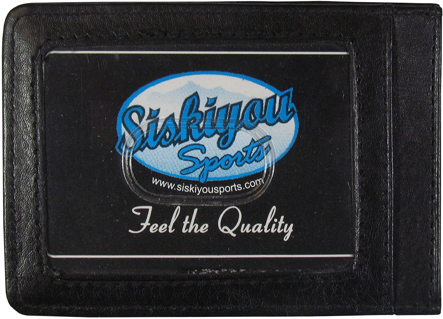 San Jose Sharks Black Leather Wallet, Front Pocket Magnetic Money Clip, Printed Logo