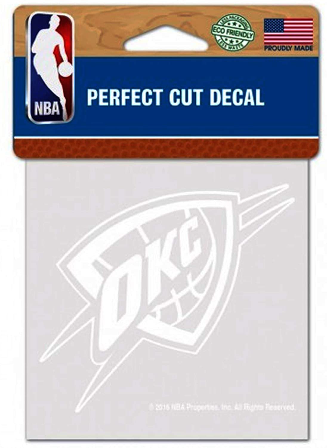 Oklahoma City Thunder 4x4 Inch Die Cut Decal Sticker, White Logo, Clear Backing