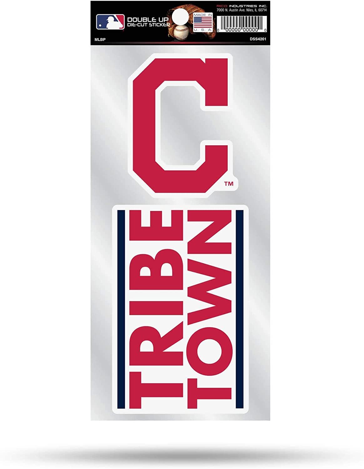 Cleveland Indians 2-Piece Double Up Die Cut Sticker Decal Sheet, 4x8 Inch