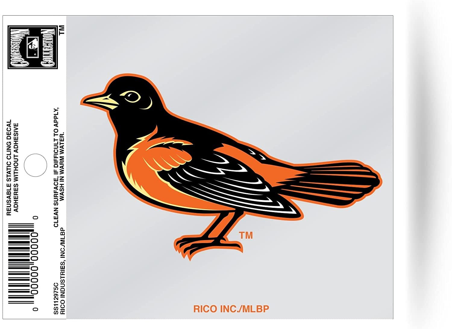 Baltimore Orioles 3 Inch Flat Static Cling Decal Cooperstown Retro Logo