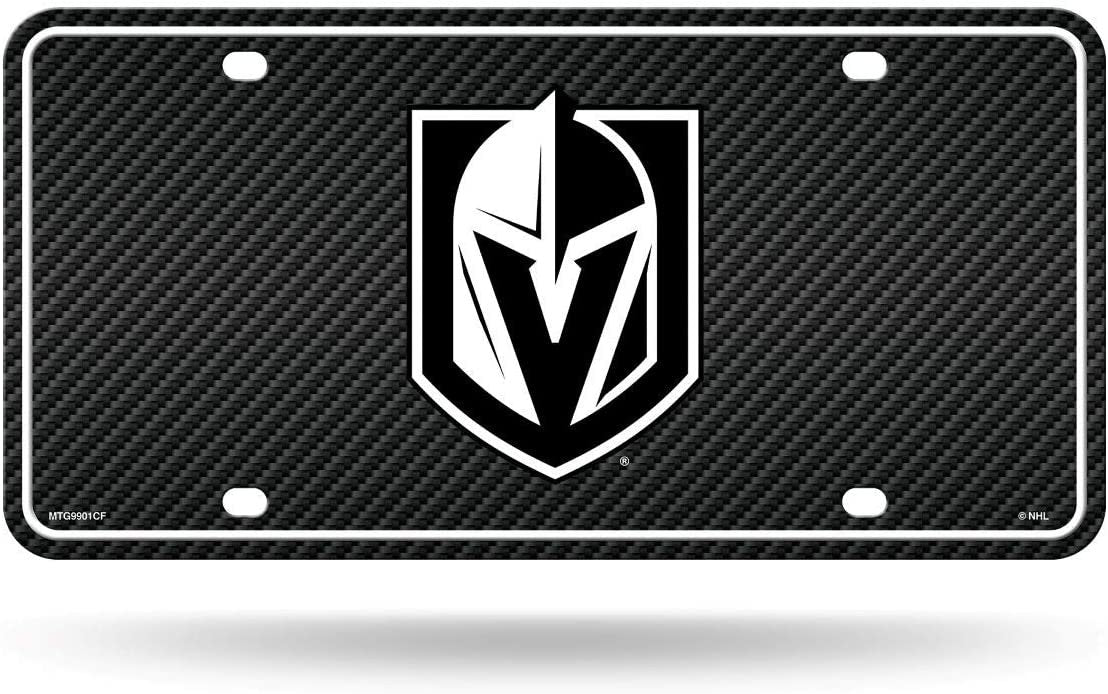 Vegas Golden Knights Metal Auto Tag License Plate, Carbon Fiber Design, 6x12 Inch