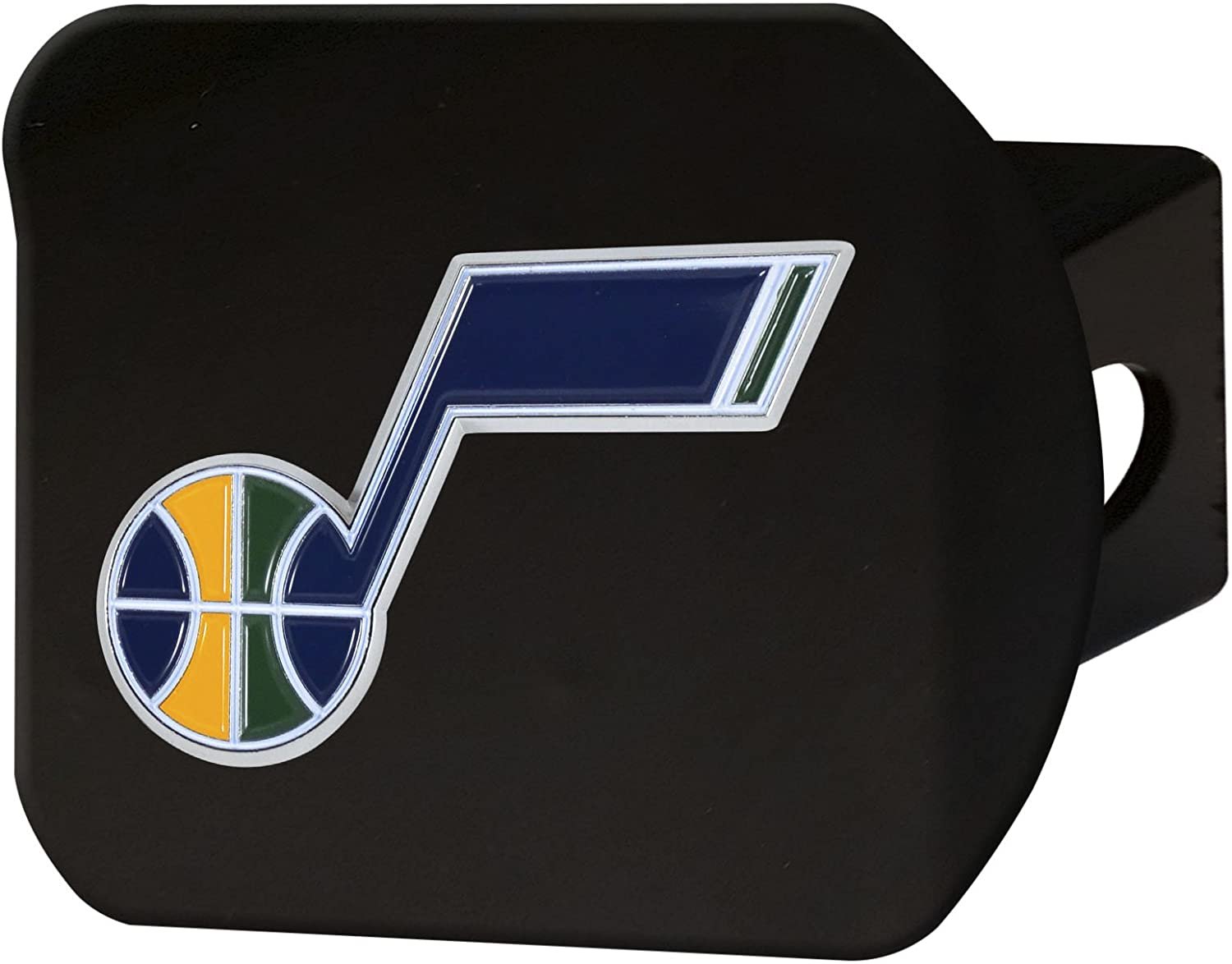 Utah Jazz Solid Metal Black Hitch Cover with Color Metal Emblem 2 Inch Square Type III