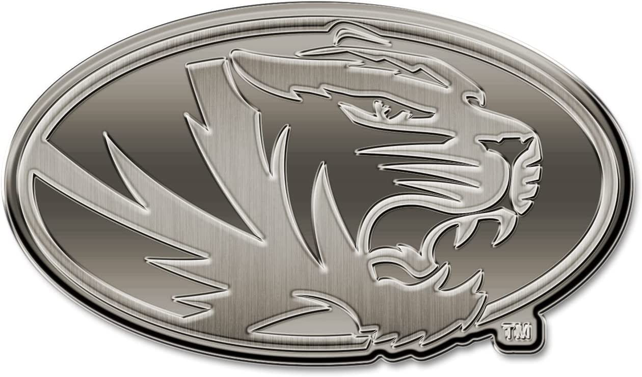 University of Missouri Tigers Solid Metal Auto Emblem Antique Nickel for Car/Truck/SUV