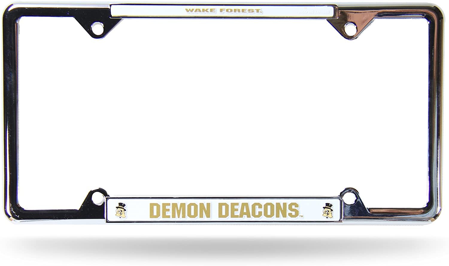 Wake Forest University Demon Deacons Metal License Plate Frame Chrome Tag Cover, EZ View Design, 12x6 Inch