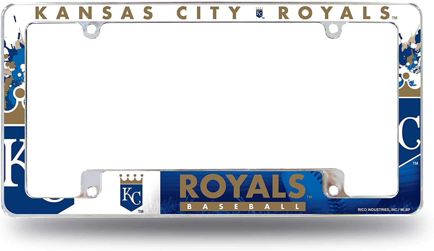 Kansas City Royals Metal License Plate Frame Tag Cover All Over Design Heavy Gauge