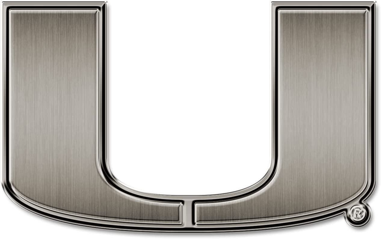 University of Miami Hurricanes Solid Metal Auto Emblem Antique Nickel for Car/Truck/SUV