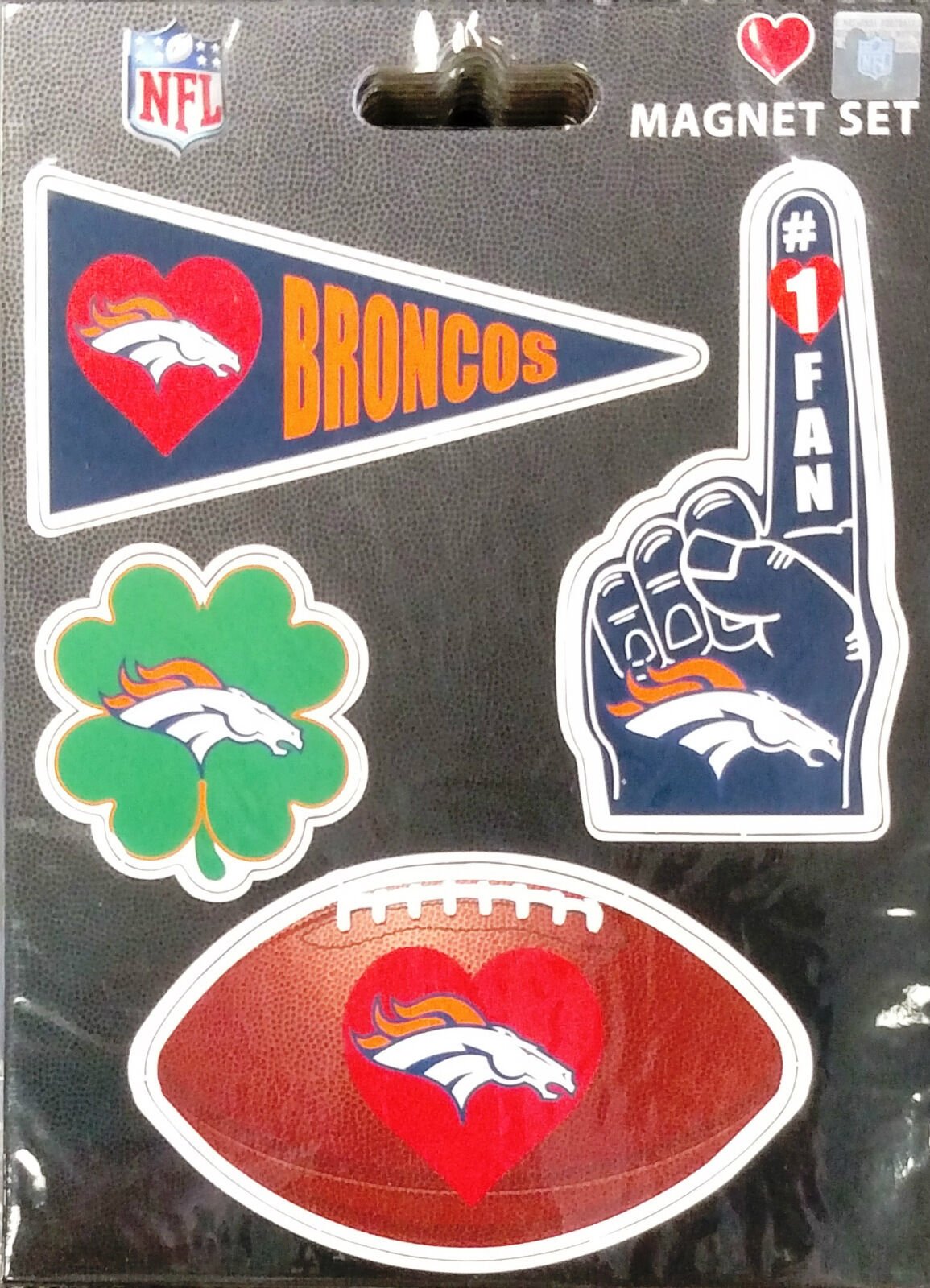 Denver Broncos 4-Pack Team Magnet Sheet Auto Home Heavy Duty Football