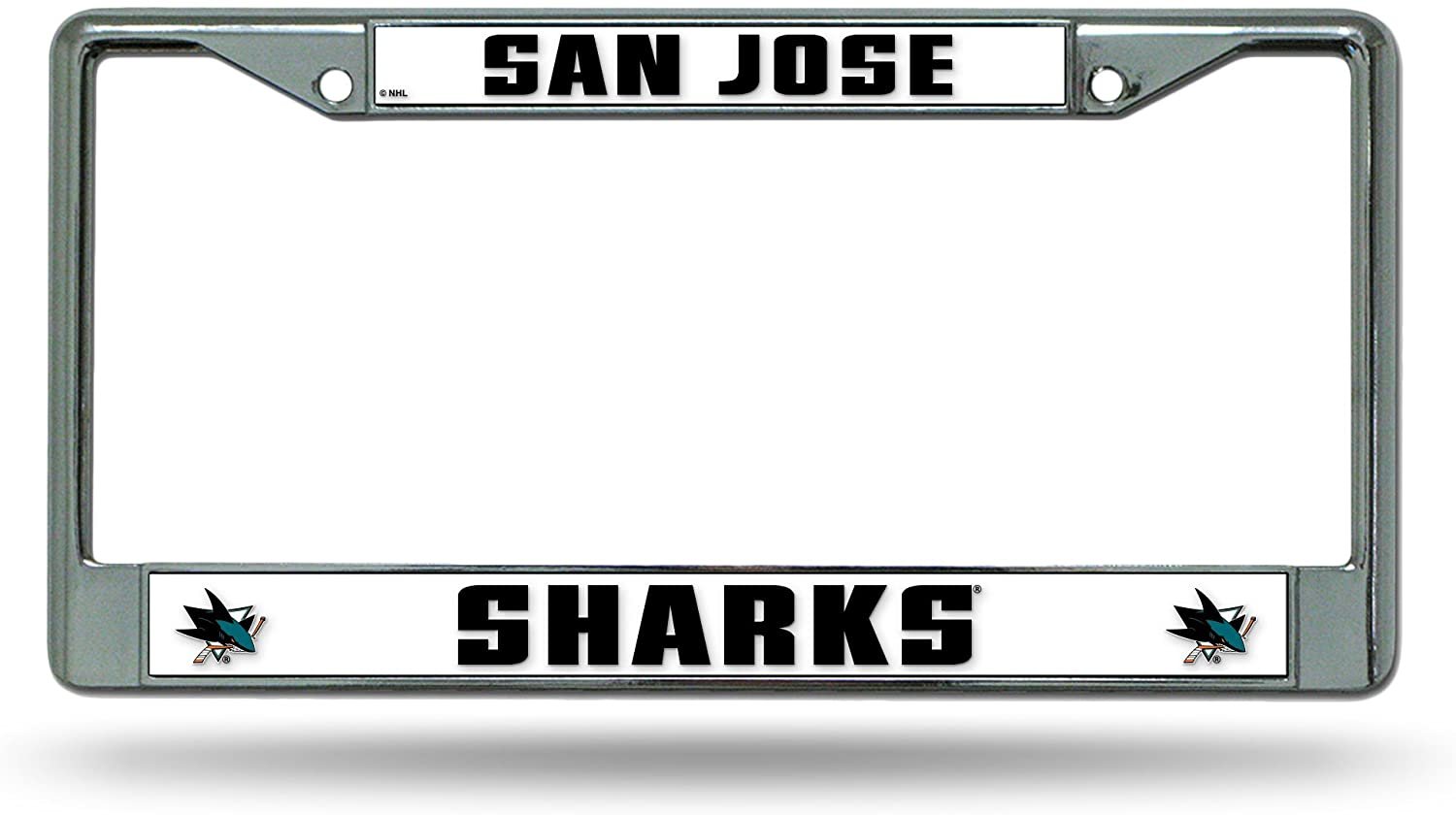 San Jose Sharks Premium Metal License Plate Frame Chrome Tag Cover, 12x6 Inch