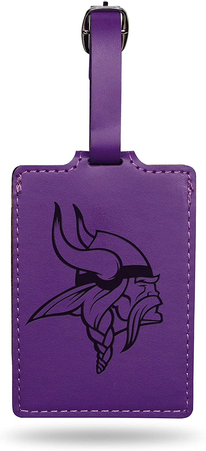 Minnesota Vikings Luggage Bag Tag Laser Engraved Ultra Suede Includes ID Card