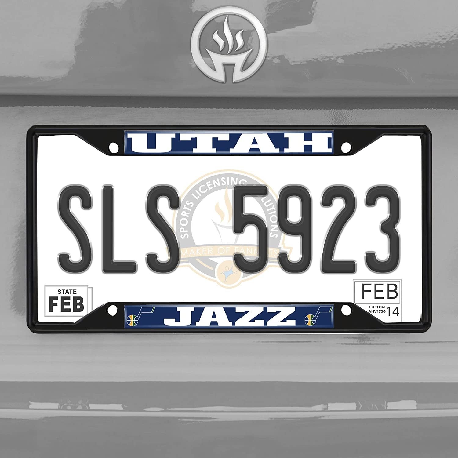 Utah Jazz Black Metal License Plate Frame Tag Cover, 6x12 Inch