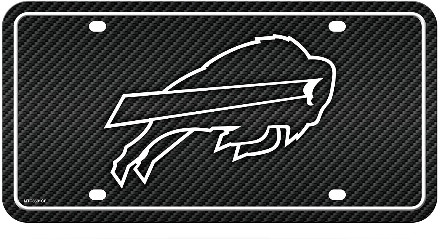 Buffalo Bills Metal Auto Tag License Plate, Carbon Fiber Design, 6x12 Inch
