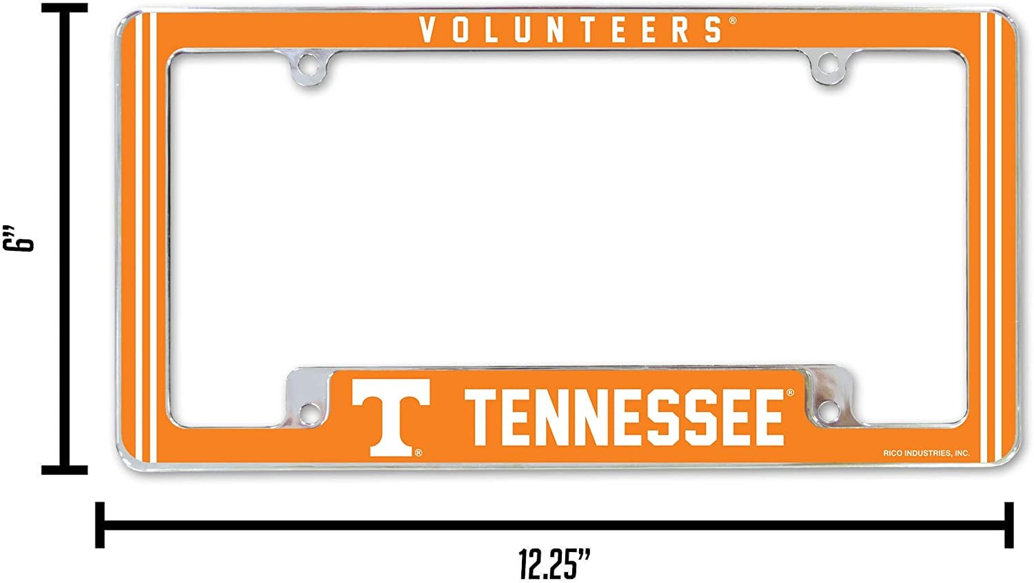 University of Tennessee Volunteers Metal License Plate Frame Chrome Tag Cover 12x6 Inch Alternate Design