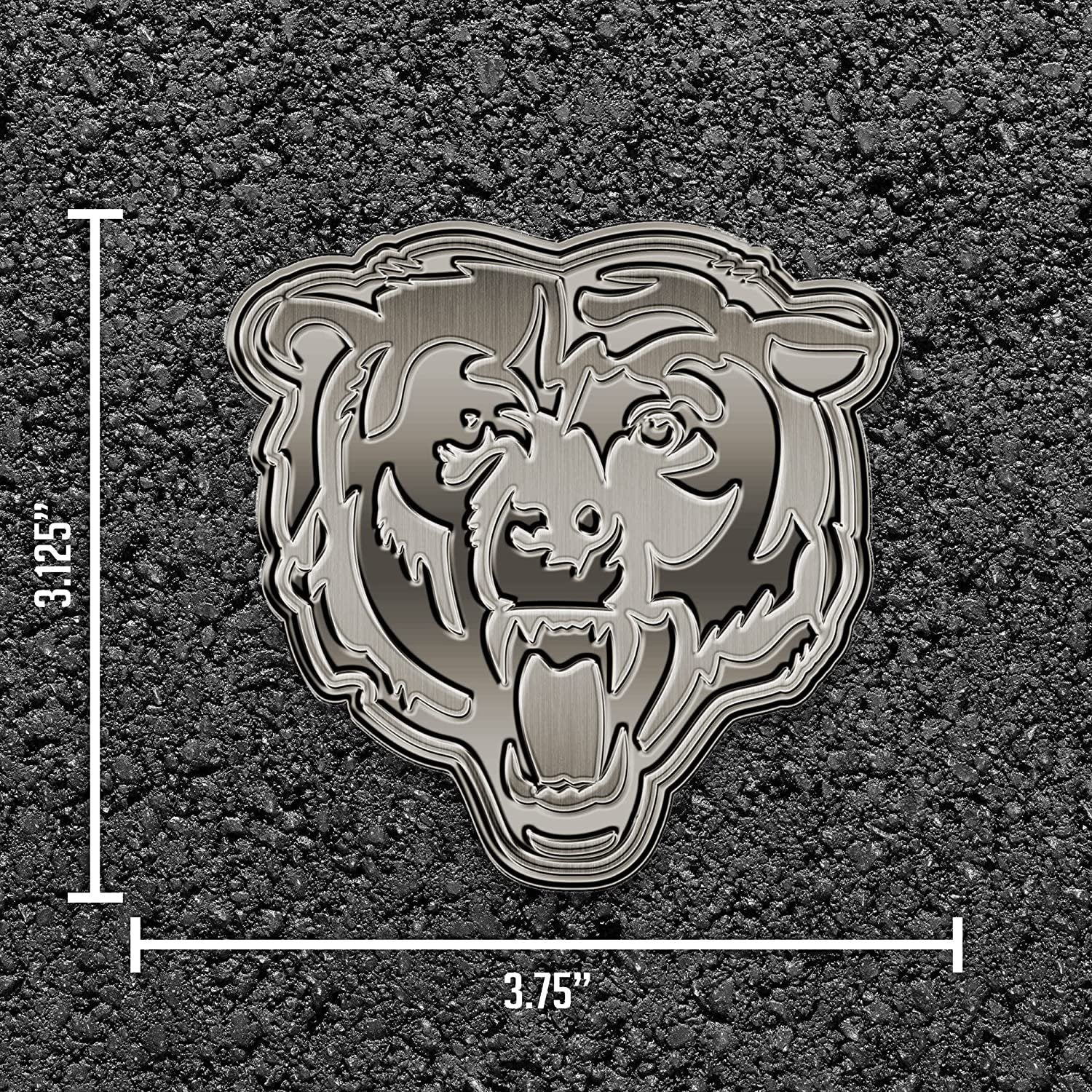 Chicago Bears Solid Metal Auto Emblem Antique Nickel Design