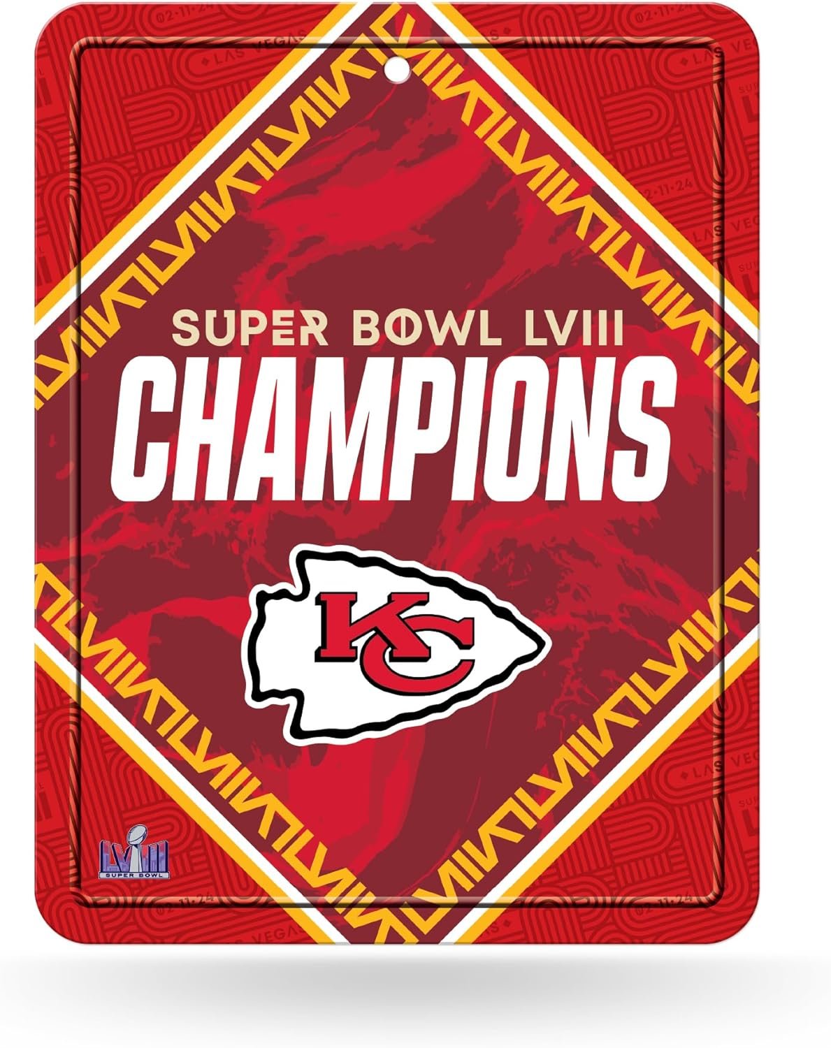 Kansas City Chiefs 2024 Super Bowl LVIII Champions Metal Wall Parking Sign, 8.5x11 Inch, Great for Man Cave, Bed Room, Office, Home Decor
