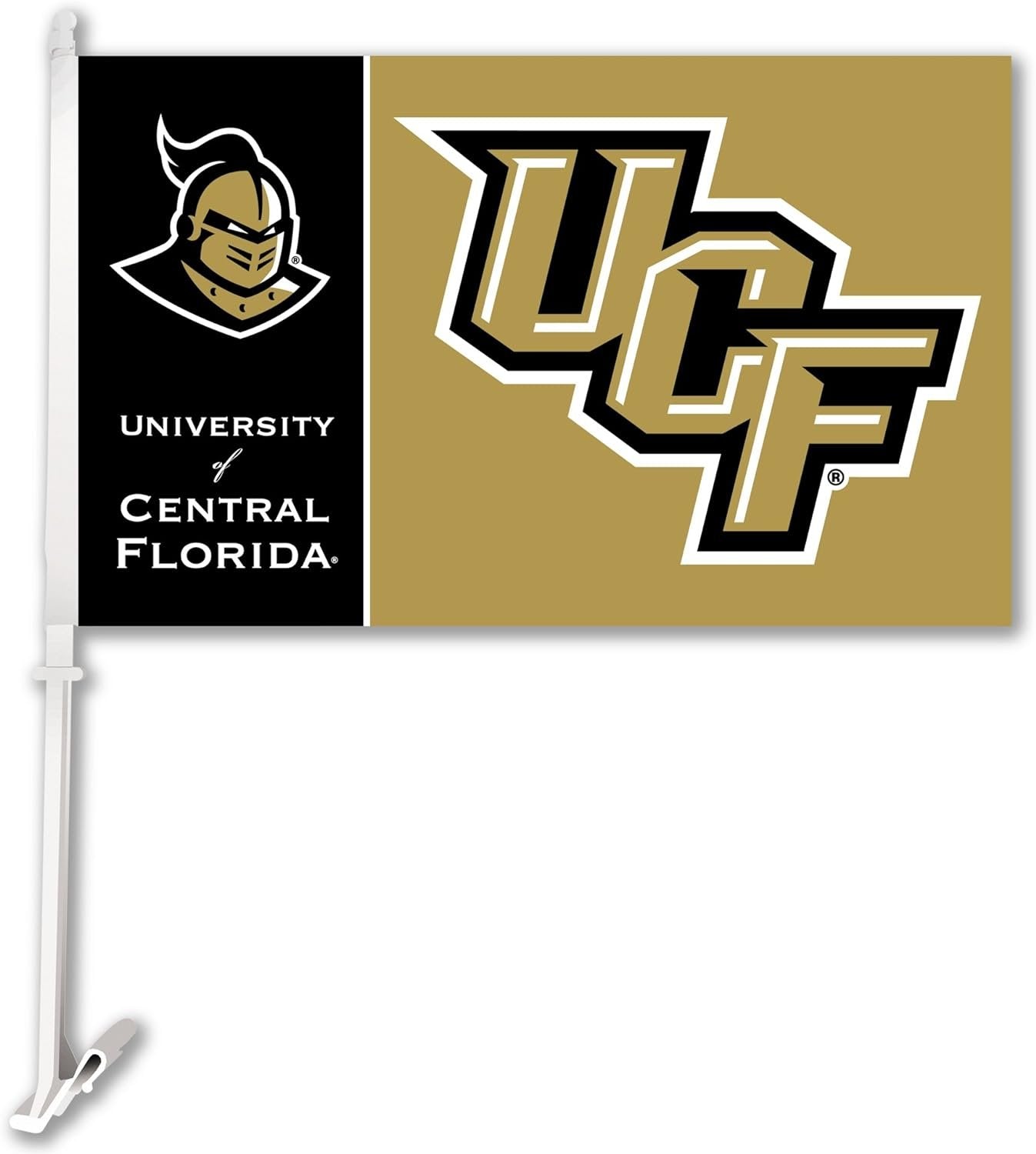 University of Central Florida UCF Knights Premium Double Sided Car Flag Banner with included Plastic Display Pole