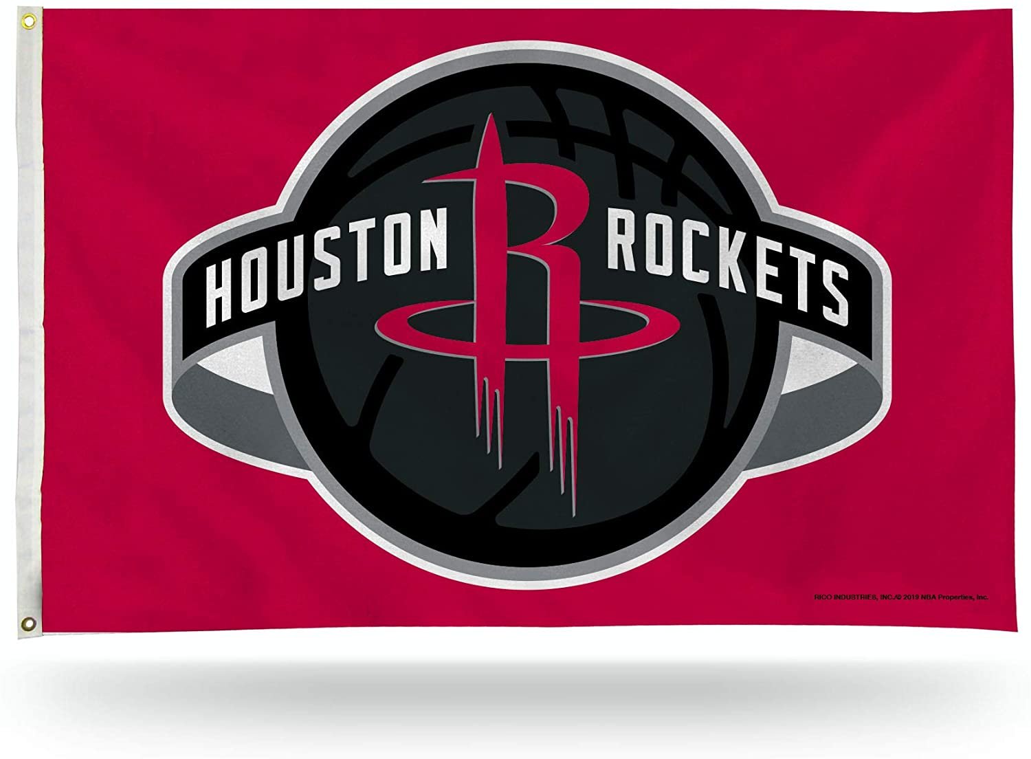 Houston Rockets Premium 3x5 Feet Flag Banner, Global Logo Design, Metal Grommets, Outdoor Use, Single Sided