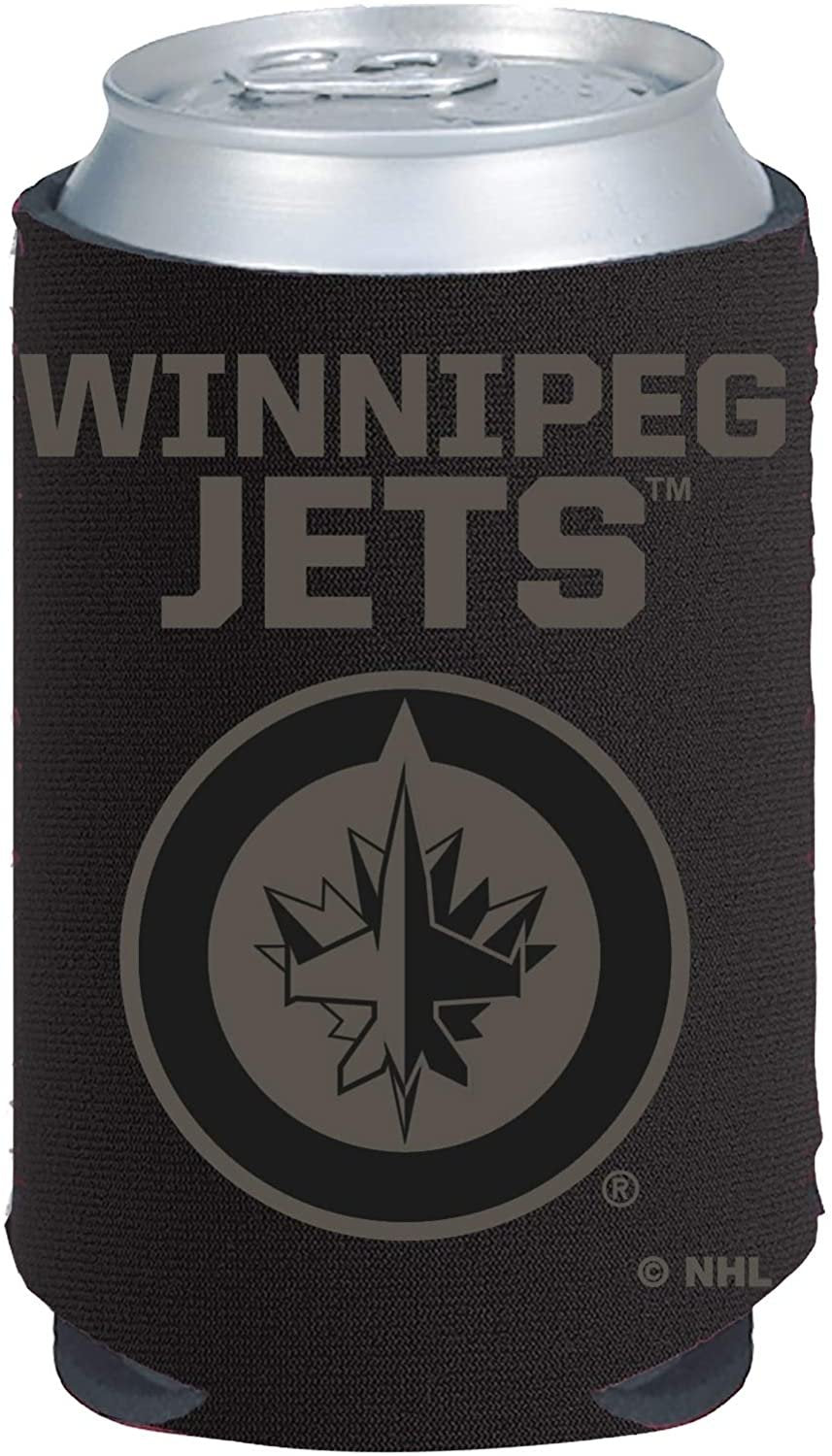 Winnipeg Jets Pair of 12oz Drink Can Cooler Insulated Neoprene Beverage Holder, Black Tonal Design