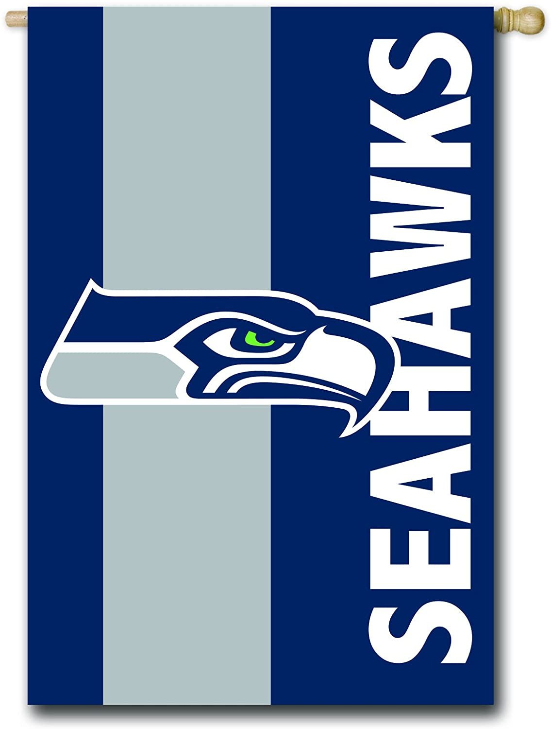 Seattle Seahawks Premium Double Sided Garden Flag Banner, Embroidered Applique 12.5x18 inches