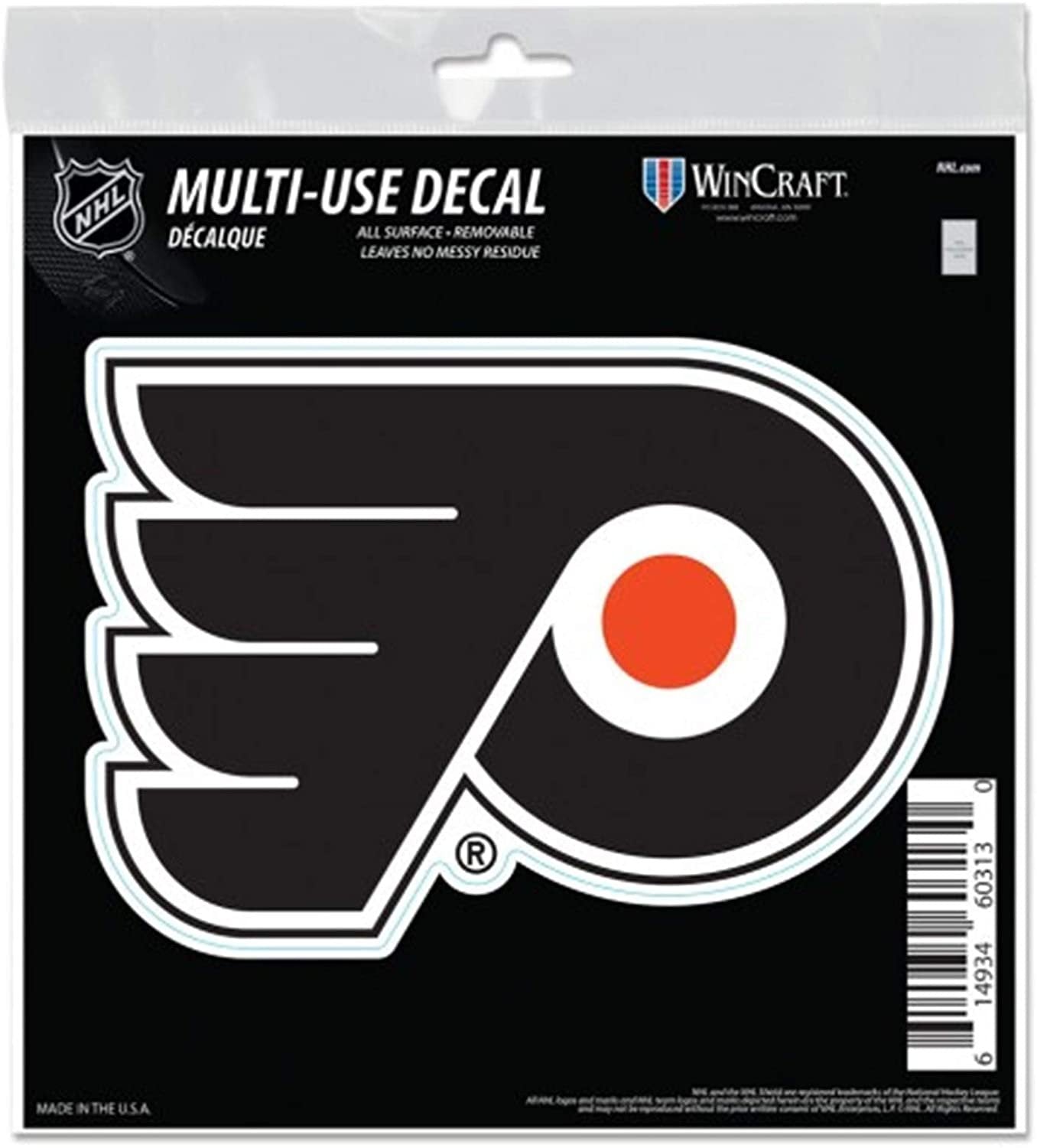 Philadelphia Flyers 6 Inch Decal Sticker, Flat Vinyl, Die Cut, Primary Design, Full Adhesive Backing