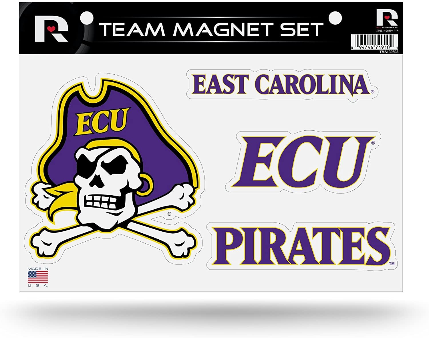 East Carolina Pirates Die Cut Team Magnet Set Sheet University of