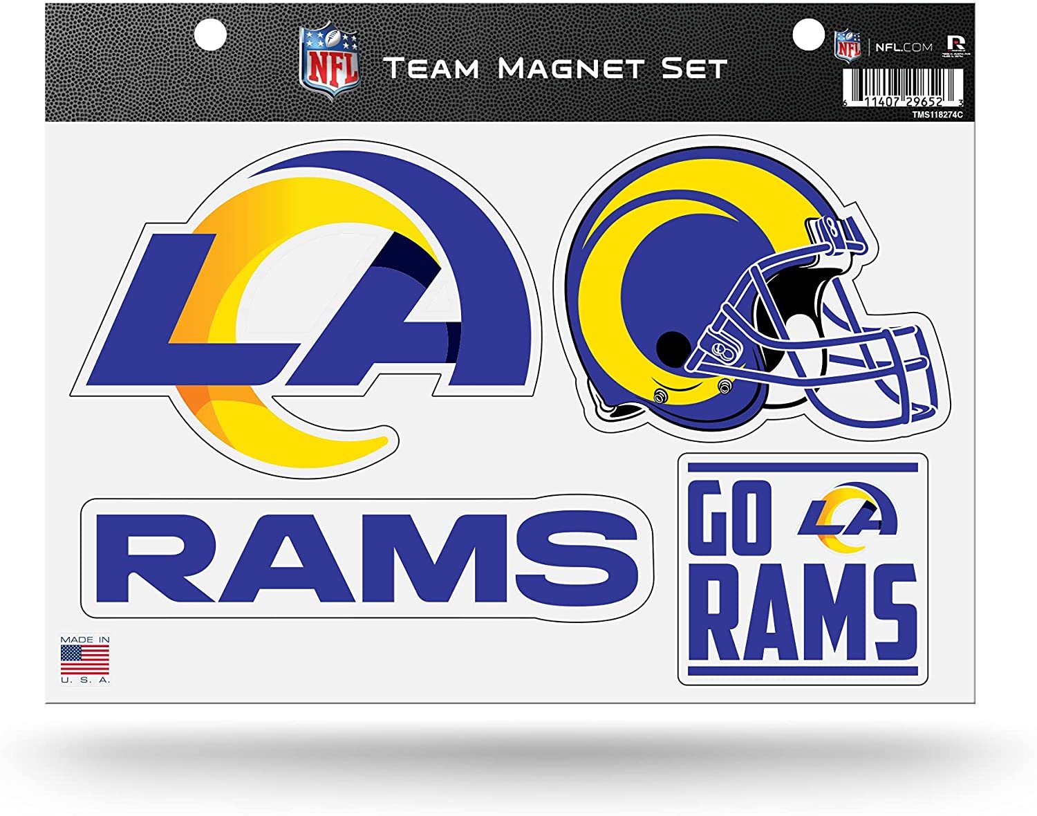 Los Angeles Rams Team Multi Magnet Set, 8.5x11 Inch Sheet, Die Cut, Auto Home