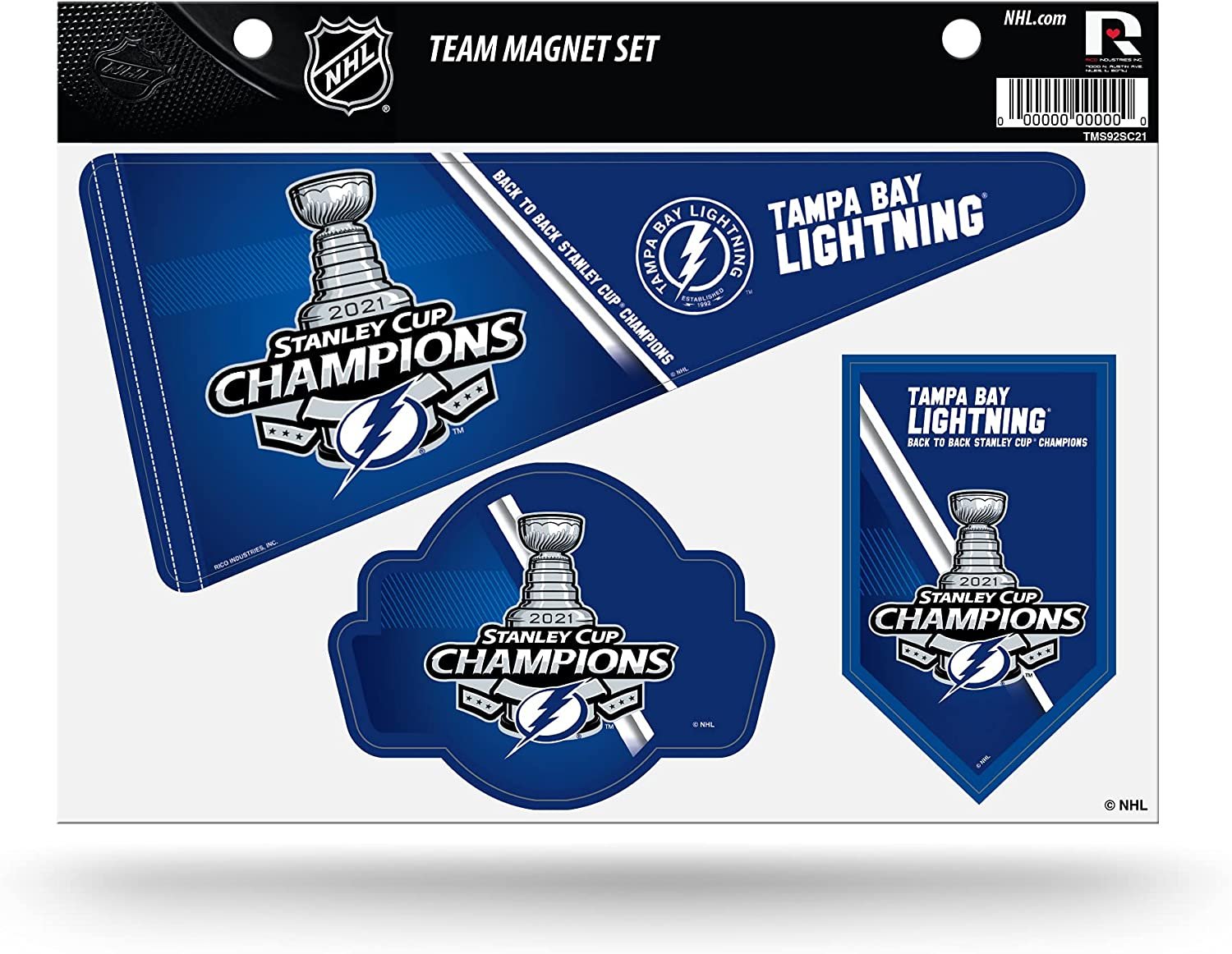 Tampa Bay Lightning 2021 Stanley Cup Champions Die Cut Team Magnet Set Sheet